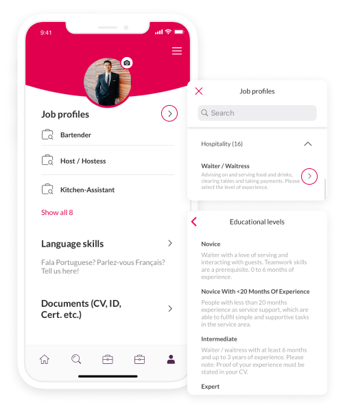 Graphic of Coople job app applicant profile